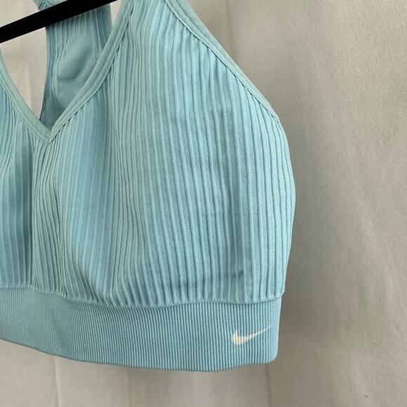Light Blue Seamless Sans Couture Ribbed Nike Sports Bra Womens Size M/L - Picture 2 of 6